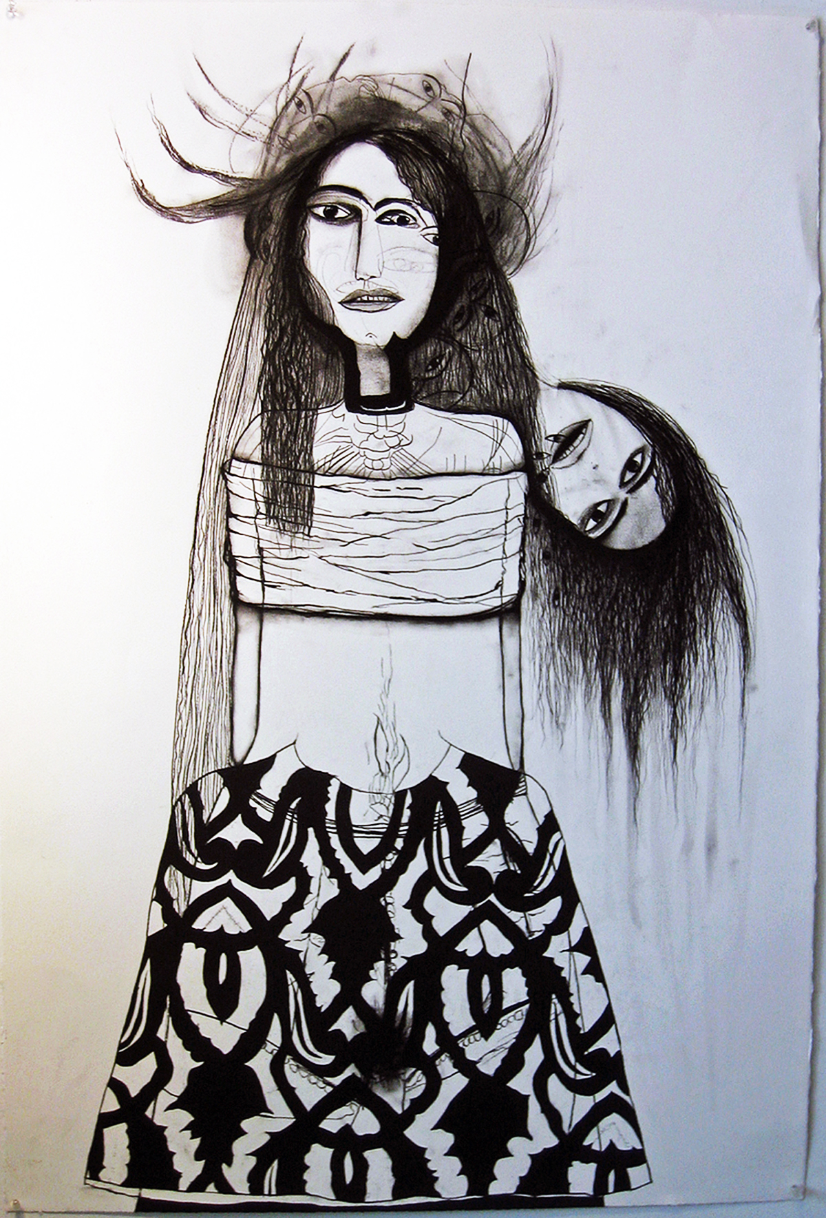 Samira Abbassi, Second Head, 2008
Charcoal on paper, 111, 76 x 76.2 cm 