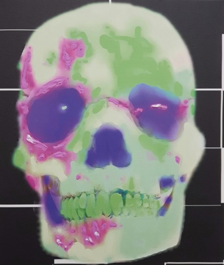 Hanspeter Hofmann, Untitled, 2210F, 2022
Acrylic on canvas
65 x 55 cm