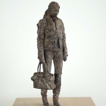 Andy Denzler, Walking Woman With Bag & Scarf, 2014
