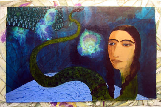 Samira Abbassi, Explusion, 2008
Oil & collage on canvas, 30 x 43.2 cm ( 11 x 17 inch)