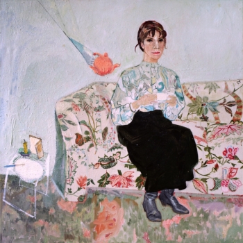 Balz Baechi, Auf geblümten Sofa, 1999 Balz Baechi, Auf geblümten Sofa, 1999