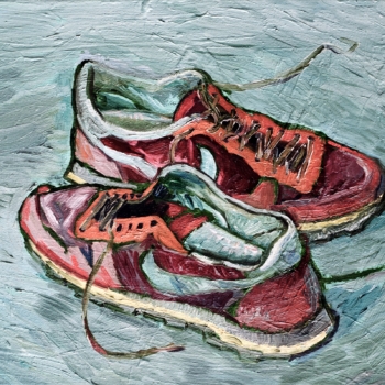 Balz Baechi, Rote Schuhe im Wasser, 1985 Balz Baechi, Rote Schuhe im Wasser, 1985
