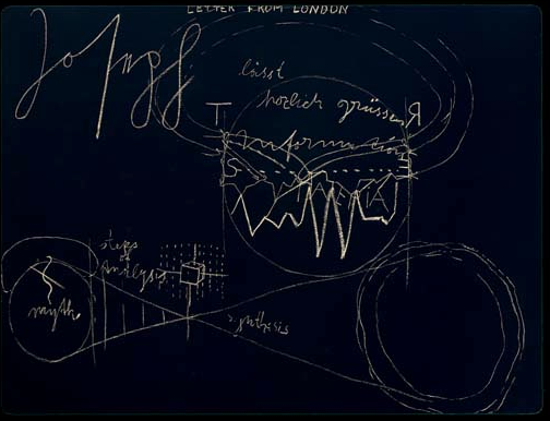 Joseph Beuys, Letter from London, 1977
Lithography on hand-made paper, on wooden panel 
89 x 118 x 2 cm
Edition of 115 
With a tape cassette, which taped Joseph Beuys speaking about the auction in London.