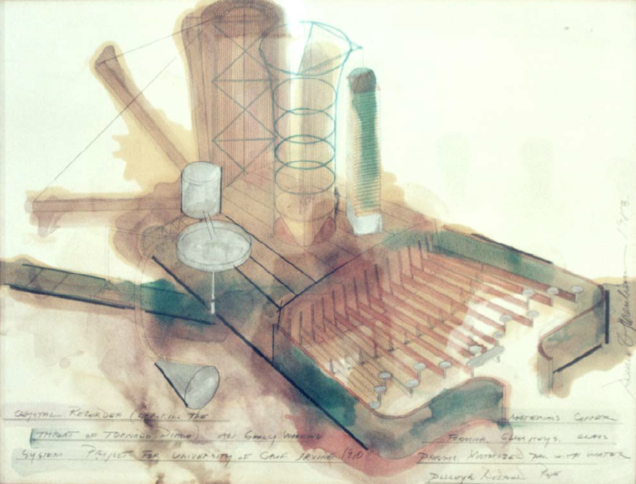 Dennis Oppenheim, Crystal Recorder (Projekt - Zeichnung), 1983
Pencil and aquarell
97 x 126 cm