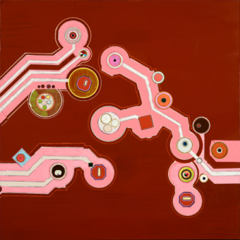 Hold and Catch Fire No 1, 102 x 102 cm, Acrylic on canvas, 2021