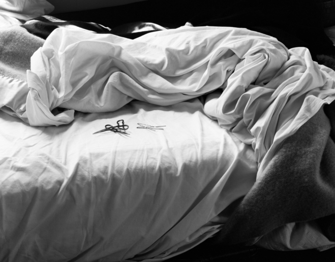 Imogen Cunningham, The Unmade Bed, 1957
Vintage gelatin silver print, mounted on cardboard, printed later
28,5 x 22 cm 
Signed, dated on mount by photographer verso and labeled (title, date, address) recto