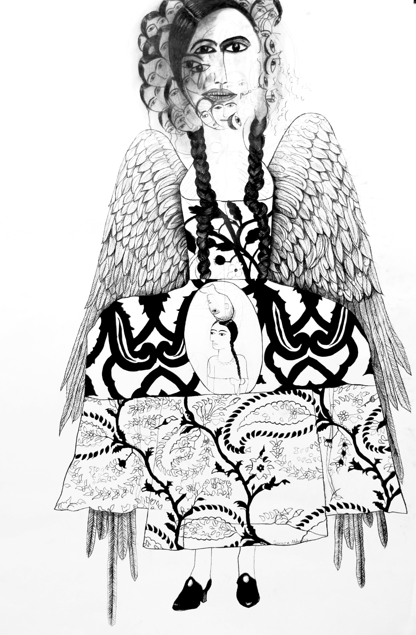 Samira Abbassy, Annunciation, 2007
Charcoal on paper 
112 x 76 cm