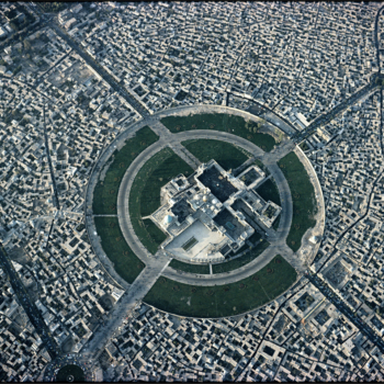 Georg Gerster, A circular complex houses the shrine of the eighth Imam, Mashhad, Iran, 1977