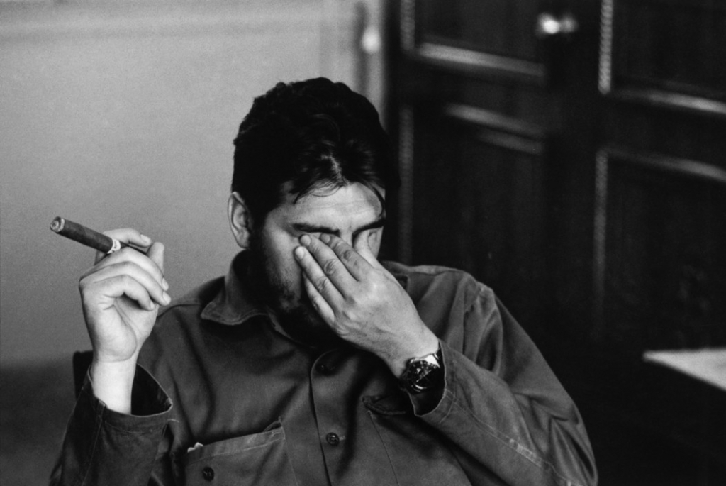 René Burri, Ernesto Guevara (Che), 1963
From the series Cuba, 1963
Gelatin silver print
30 x 40 cm (11.81 x 15,7 in) 
Signed, dated in ink on print, recto. 
Havana. Ministry of Industry. 1963.
Ernesto GUEVARA (Che), Argentinian politician, Minister of industry (1961-1965) during an exclusive interview in his office. © René Burri / Magnum Photos
