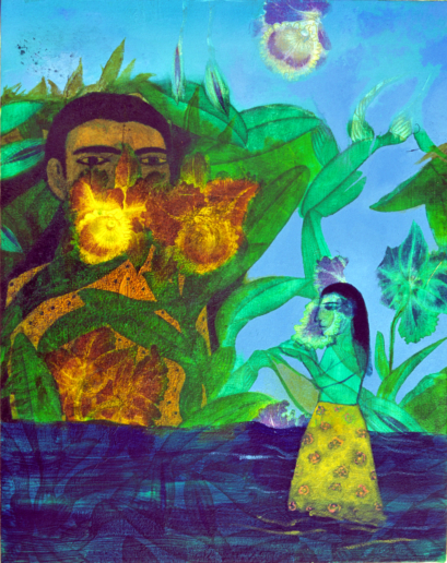 Orchid Bathing, 2004
Oil and collage on canvas 
51 x 41 cm 