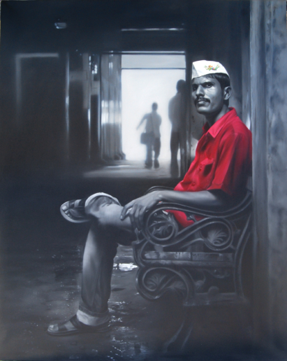 Viveek Sharma, The Wait for the weight, 2010
Oil on canvas
152 x  121 cm
